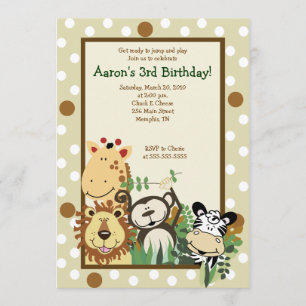 ZOO CREW Jungle Safari BIRTHDAY INBJUDAN 5x7