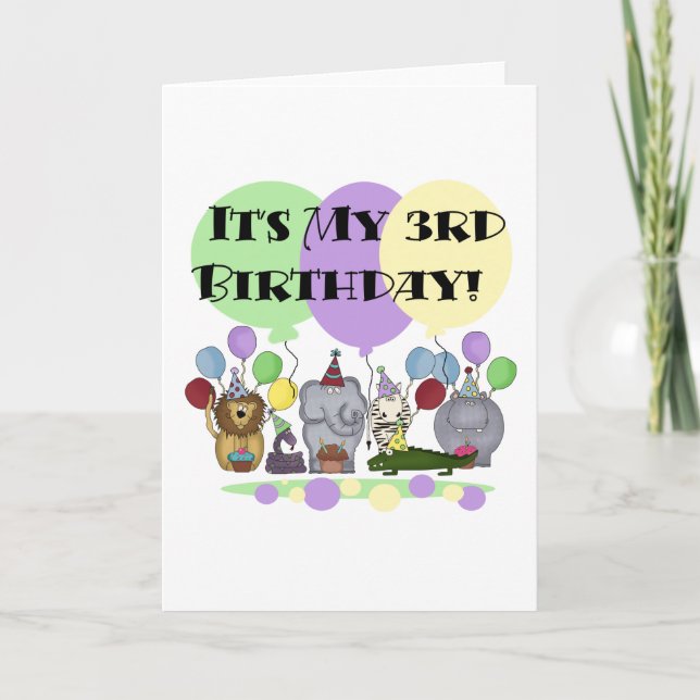Zoo-djur 3:e födelsedagskjortor och gåvor kort (Framsida)