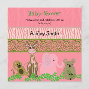 Zoo Djur Baby Shower Inbjudan