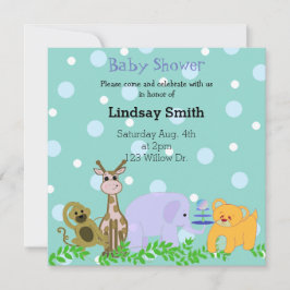Zoo Djur Baby Shower Inbjudan