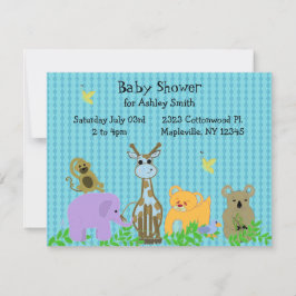 Zoo Djur Baby Shower Inbjudan
