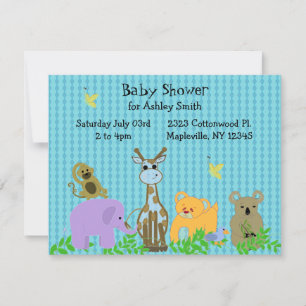 Zoo Djur Baby Shower Inbjudan