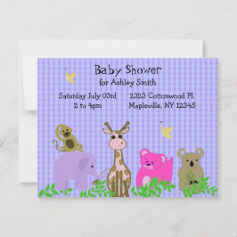 Zoo Djur Baby Shower Inbjudan