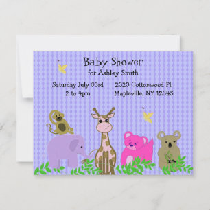 Zoo Djur Baby Shower Inbjudan