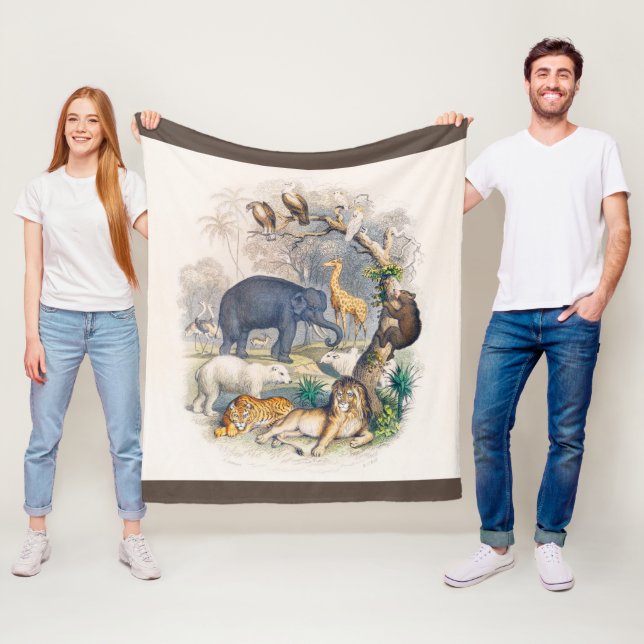 zoo, djur, söta, djur, natur, viltlevande barn fleecefilt (På plats)