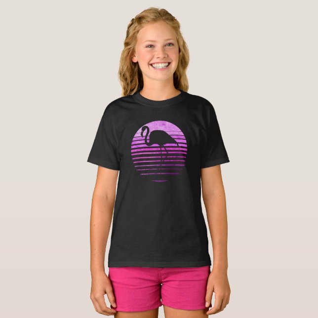 Zoo Flamingo Animal Tropik, sommarsoluppgång T Shirt (Hel framsida)