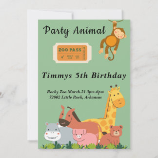 Zoo-födelsedag Inbjudningar