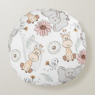 Zoo Friends Round Pillow Rund Kudde