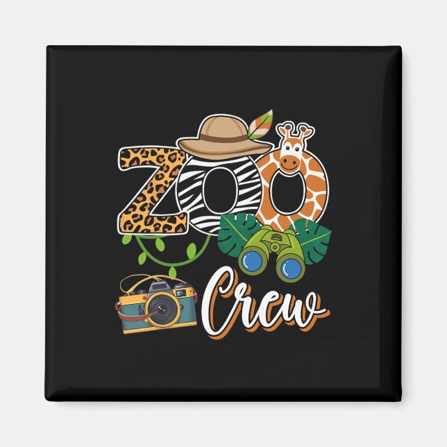 Zoo Giraffe Crew Safari Animal Zoo Keeper Kids Fie Magnet (Framsidan)