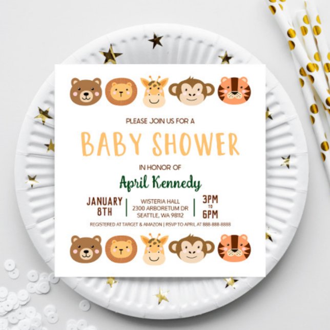 Zoo Jungle Safari Animal Baby Shower Inbjudningar (Skapare uppladdad)