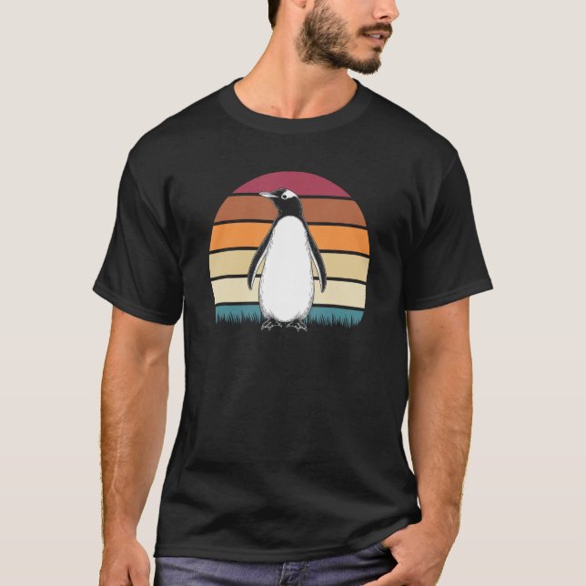 Zoo Keeper Gift Idea Antarctica Animal Retro Pengu T Shirt (Framsida)