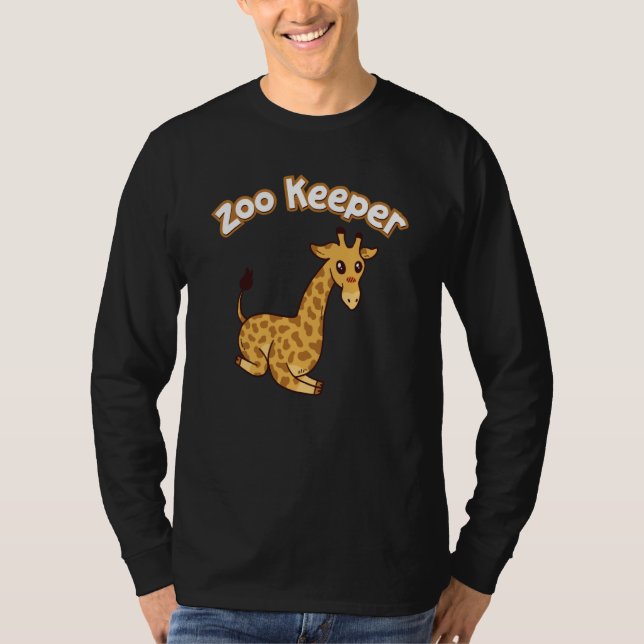 Zoo Keeper Giraffe Safari Animal T Shirt (Framsida)