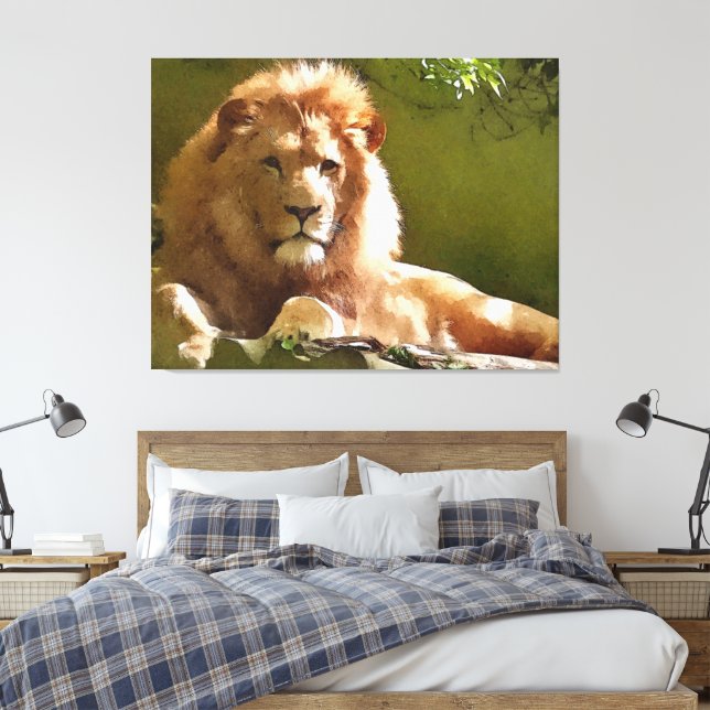Zoo Lejon Akvarell Canvastryck (Insitu (sovrum))