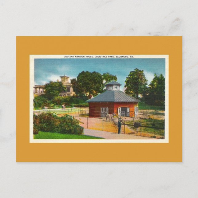 Zoo, Mansion House, Baltimore Maryland Vykort (Framsida)