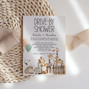 Zoo Nurseries Djur Drive-By Baby Shower Inbjudningar