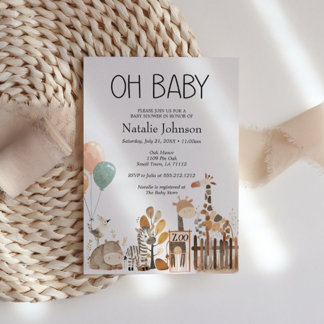 Zoo Nursery Animals Oh Baby Shower Inbjudningar (Skapare uppladdad)