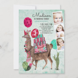 Zoo Party Birthday | Llama | Inbjudan