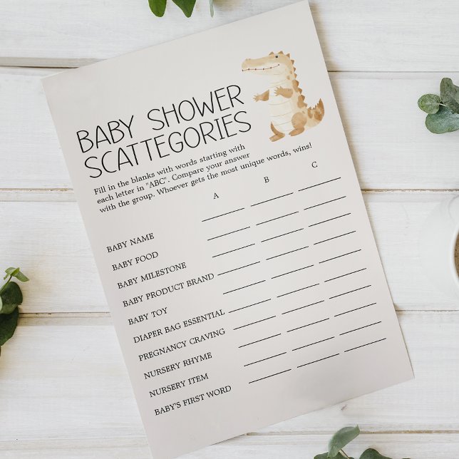 Zoo Safari Animals Baby Shower Scattegories Game Flygblad (Skapare uppladdad)