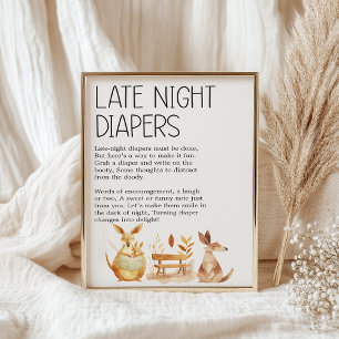 Zoo Safari Animals Babyskor Sent i natten Poster