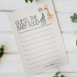 Zoo Safari Djur Baby Shower Gissa Barnmat Spel Flygblad