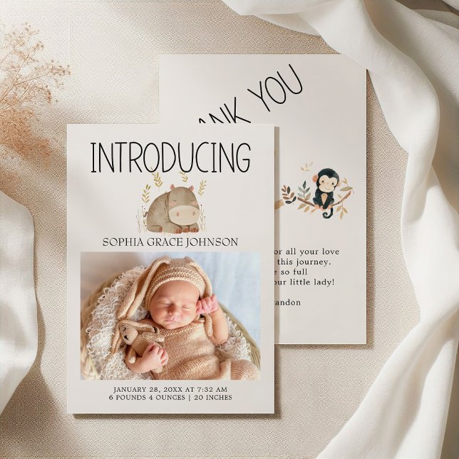 Zoo Safari Nursery Animals Baby Announcement Inbjudningar (Skapare uppladdad)