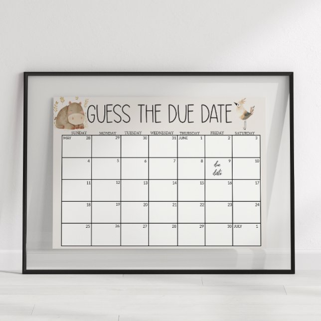 Zoo Safari Nursery Animals Baby Shower gissningsda Poster (Skapare uppladdad)