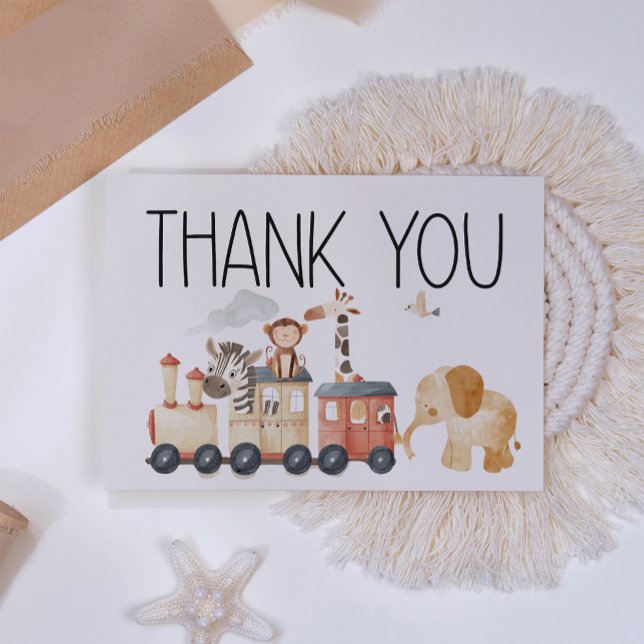 Zoo Safari Nursery Animals Baby Shower Tack Kort (Skapare uppladdad)