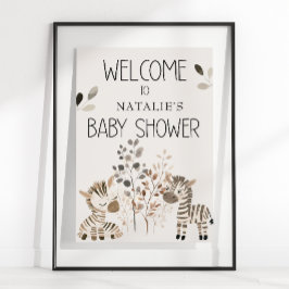 Zoo Safari Småbarnsdjur Baby Shower Skylt