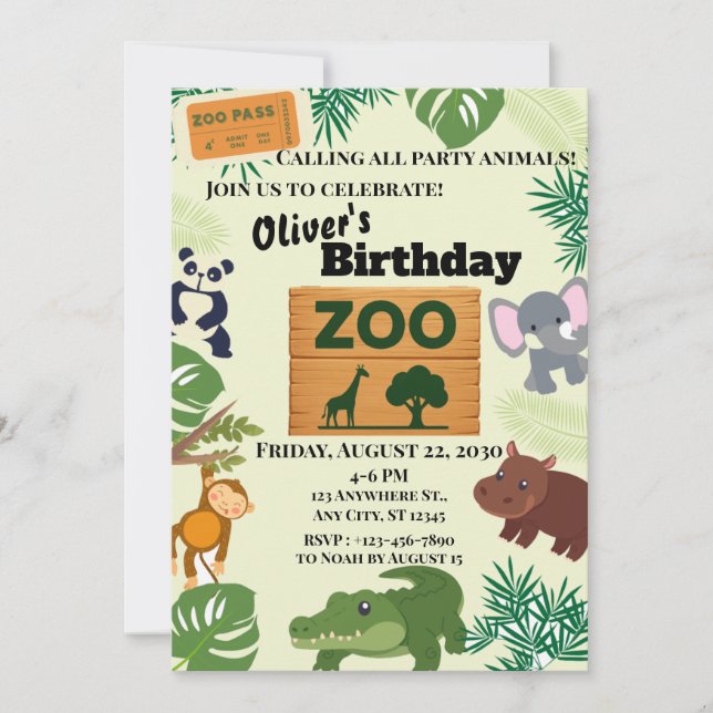 Zoo-tema Inbjudningar (Framsida)