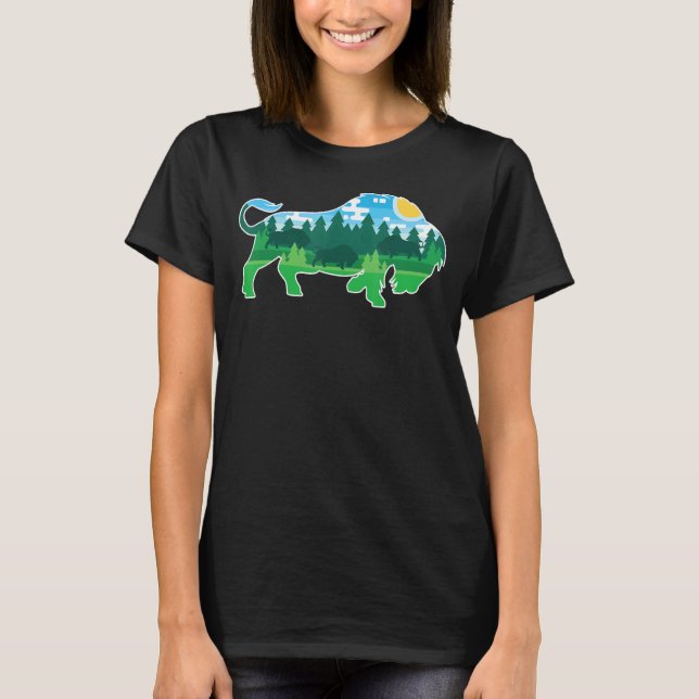 Zoo utomhusdjur Camping People Buffalo Bison T Shirt (Framsida)