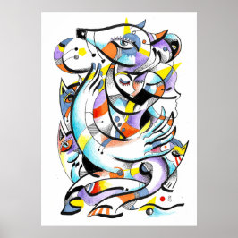 Zoo vattenfärger poster