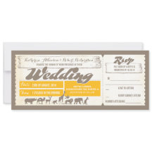 Zoo vilda djur bröllopsinbjudan biljett