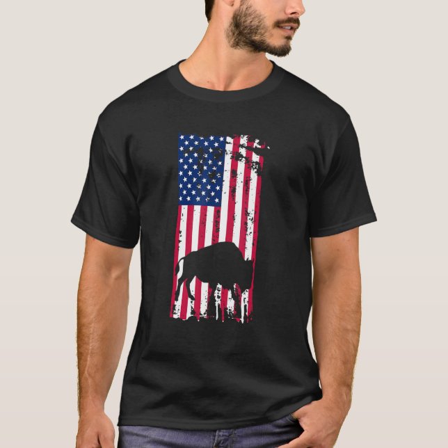 Zoo Wildlife Animal Zookeeper USA flagga American  T Shirt (Framsida)