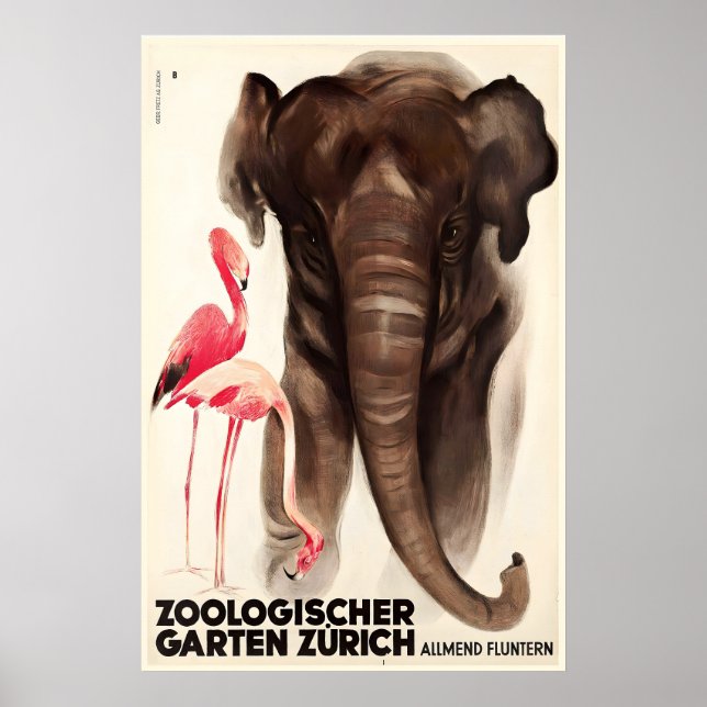 Zoo Zürich Schweiz Vintage Poster (Framsidan)