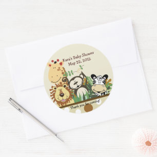 Zoobesättningens jungle Animals Favor Sticker - Ta Runt Klistermärke