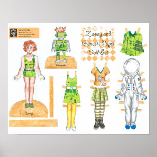 Zooey and Genesis Papper Doll Set - Play eller Vis Poster