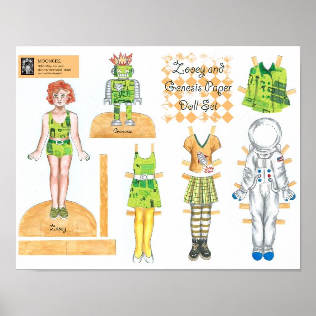 Zooey and Genesis Papper Doll Set - Play eller Vis Poster (Framsidan)