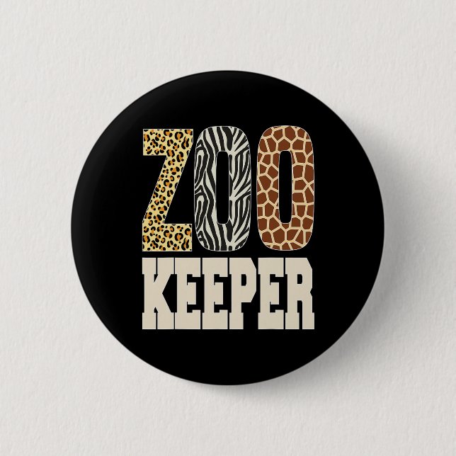 Zookeeper Animals Zoo Wildlife Älskare Safari Sava Knapp (Framsida)