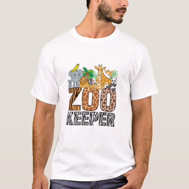 Zookeeper Costume Zebra Vild Print African Animal T Shirt (Framsida)