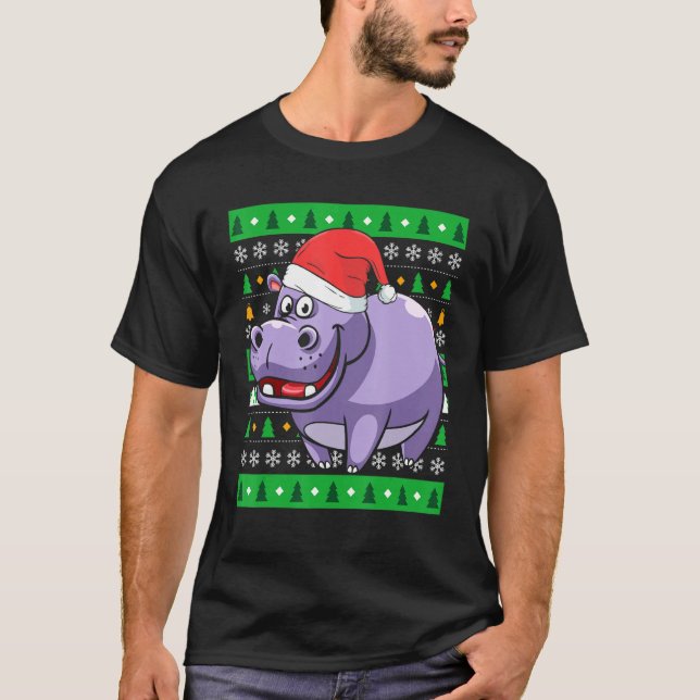 Zookeeper Egypten Animal Hippo Ugly jul T Shirt (Framsida)