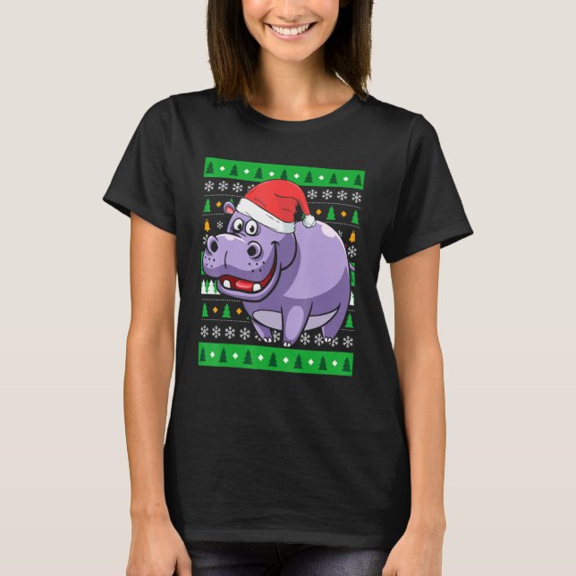 Zookeeper Egypten Animal Hippo Ugly jul T Shirt (Framsida)