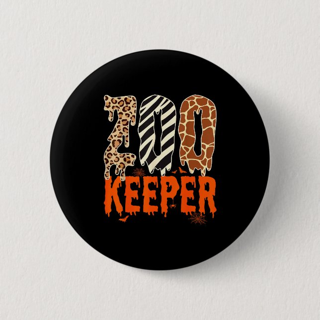 Zookeeper Funny Halloween Costume Zoo Keeper Anima Knapp (Framsida)