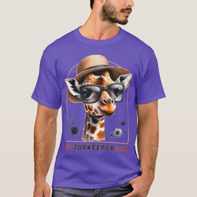 Zookeeper Giraffe Safari Zoo Keepeer - modern T Shirt (Framsida)