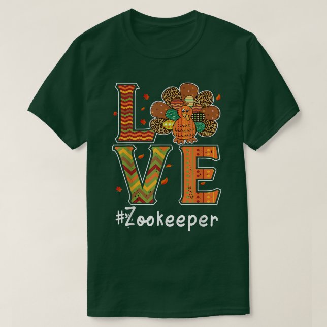 Zookeeper Kärlek Thanksgiving Leopard Turkiet höst T Shirt (Design framsida)
