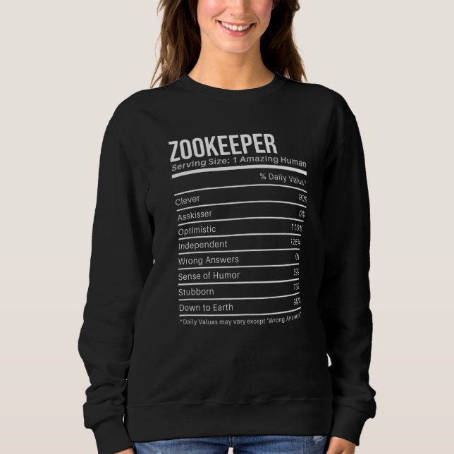 zookeeper Nutritional Values  Nutrition Facts T Shirt (Framsida)