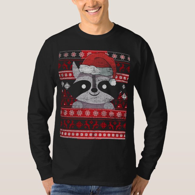 Zookeeper Raccoon ger Ugly julratt T Shirt (Framsida)