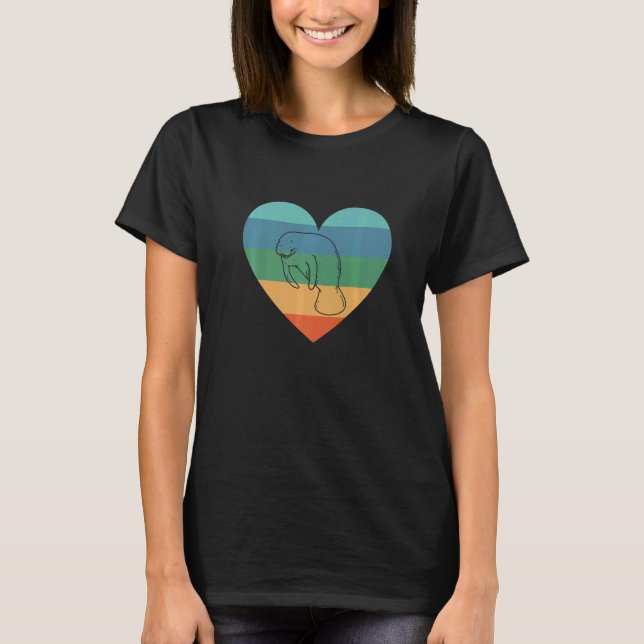Zookeeper Retro Heart Sea Cow Sea Animal Women Man T Shirt (Framsida)