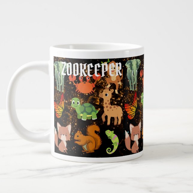 Zookeeper Safari Wildlife African Animals Artwork Jumbo Mugg (Vänster)