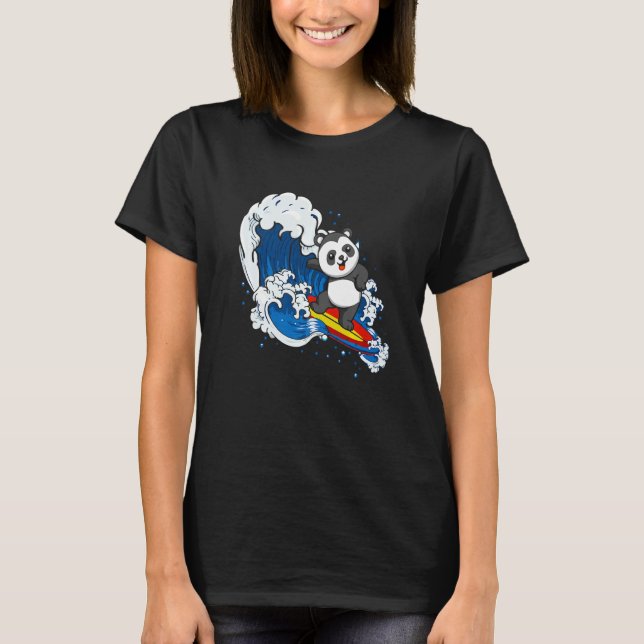 Zookeeping Surfing Wildlife Animal Panda Bear Surf T Shirt (Framsida)