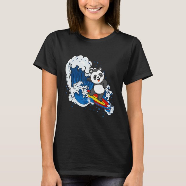 Zookeeping Surfing Wildlife Animal Panda Bear Surf T Shirt (Framsida)